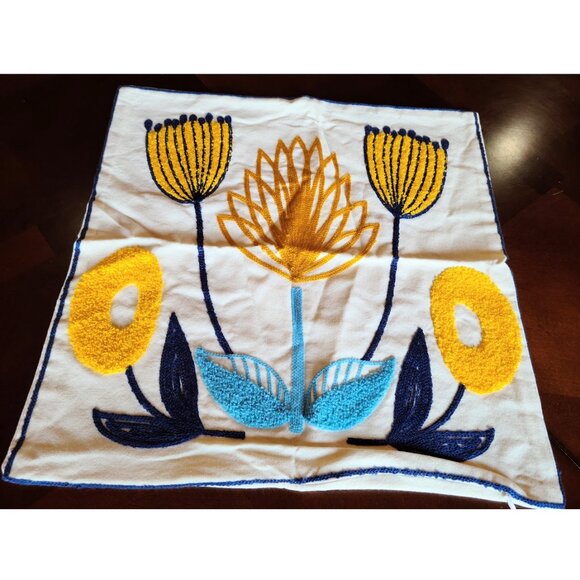 Floral Pillow Cover Embroidered Decorative Boho Decor Bohemian Accent Decoration - Picture 4 of 14